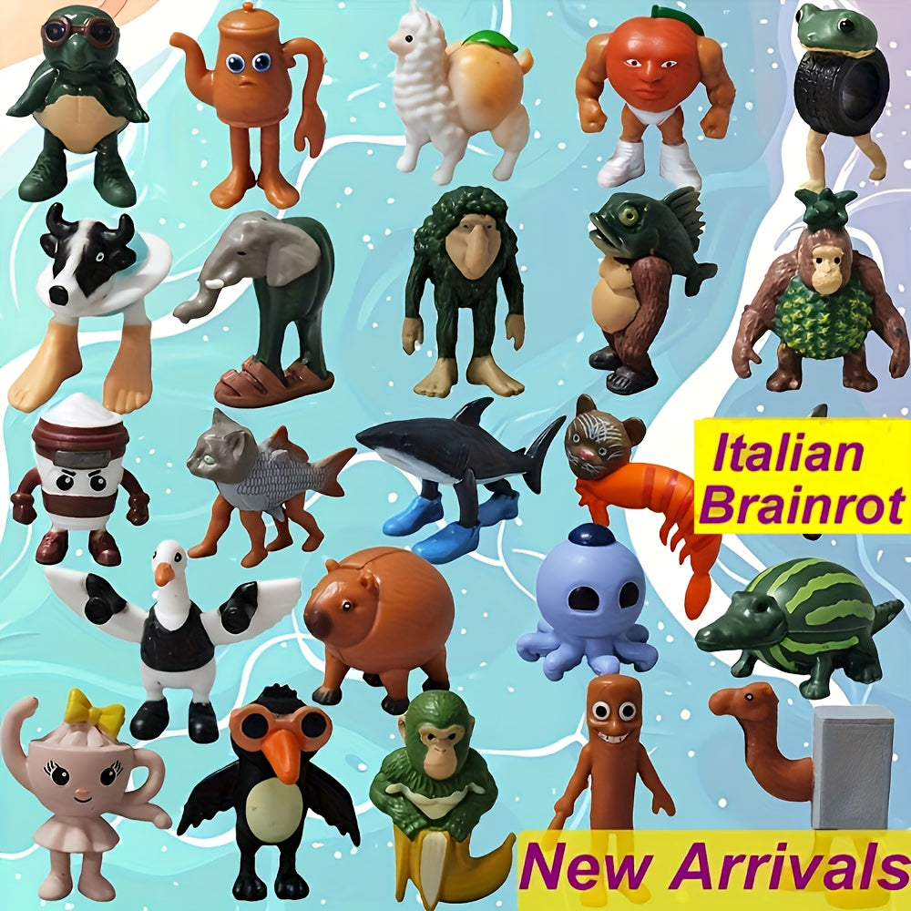 Brainrot Figurines Animaux Coloré Set De 24 Pour Dioramas Et Jeux
