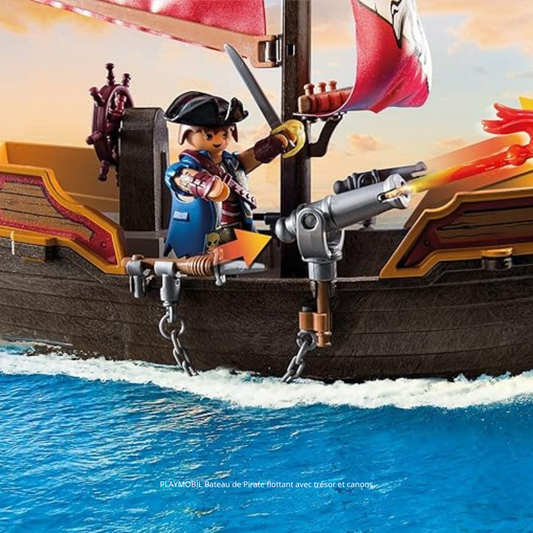 PLAYMOBIL Bateau de Pirate flottant avec trésor et canons