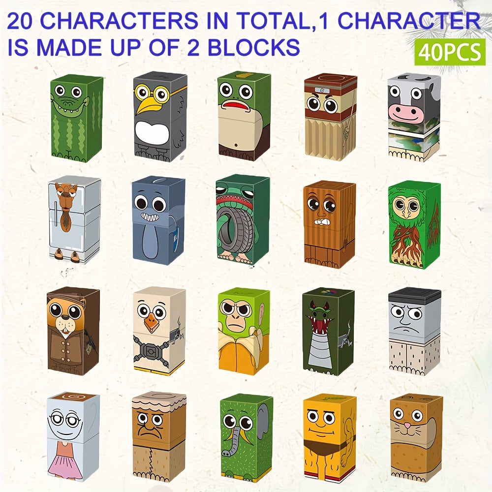 Jeu Magnétique Créatif – 40 Blocs à Construire Tung Sahur Brainrot