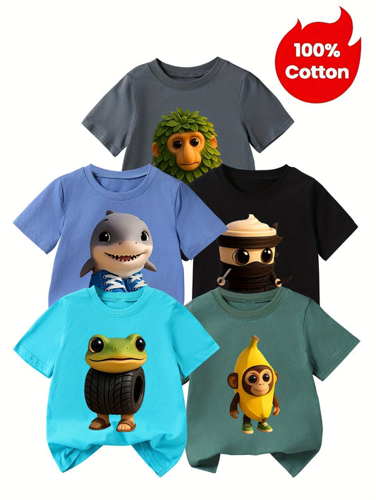 Pack 5 T-Shirts Été Garçon – Imprimés Italian Brainrot