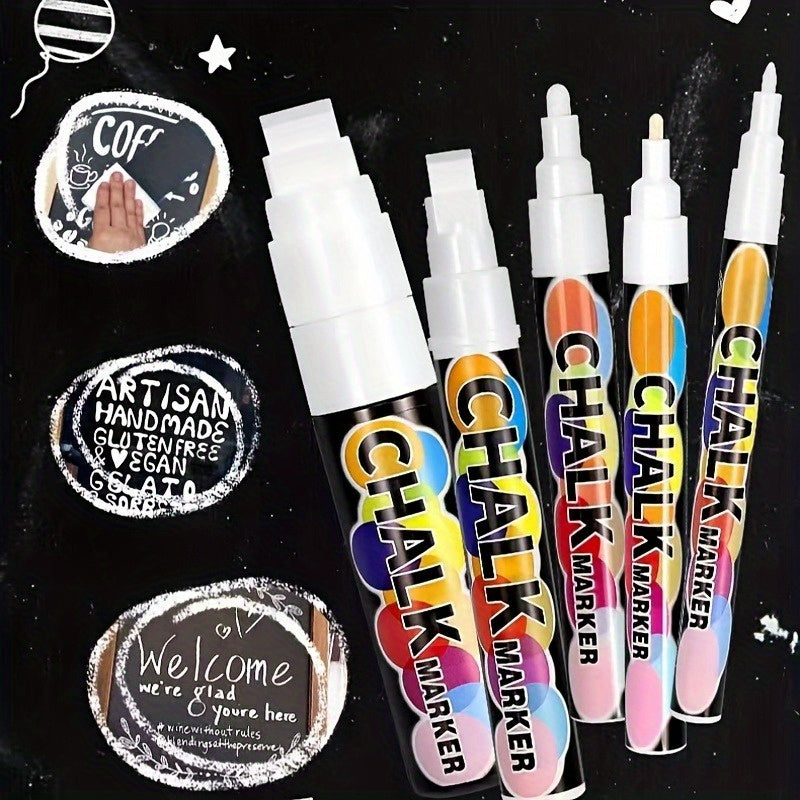 Lot de 5 Marqueurs Blancs à Encre Effaçable – Pour Verre, Tableau, Miroir – Pointes Précises & Lavables à l’Eau