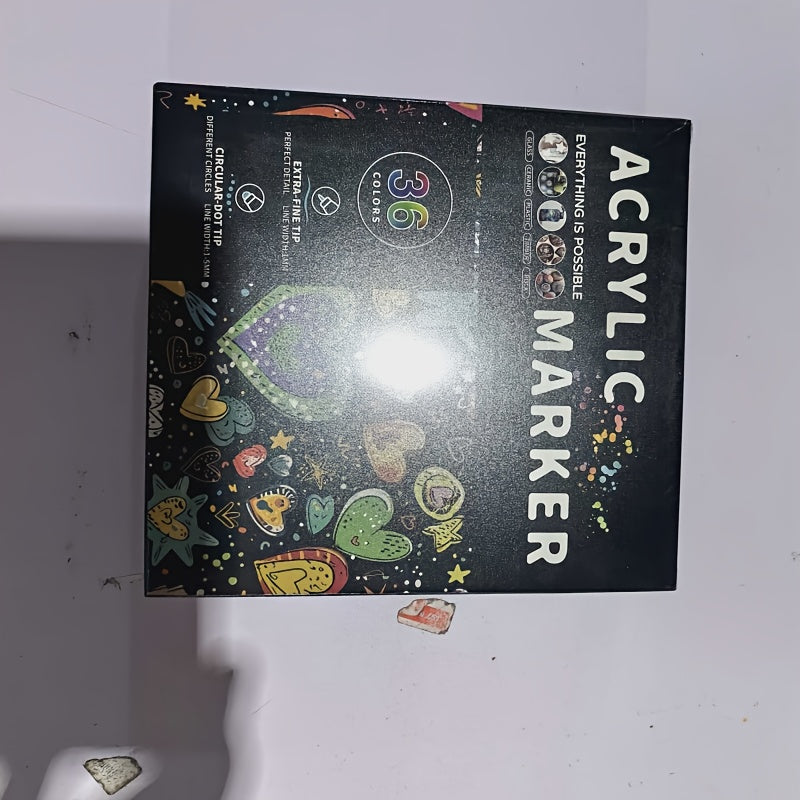 Marqueurs Acryliques Double Pointe 36 Couleurs Pour Bois Verre Toile Pierre