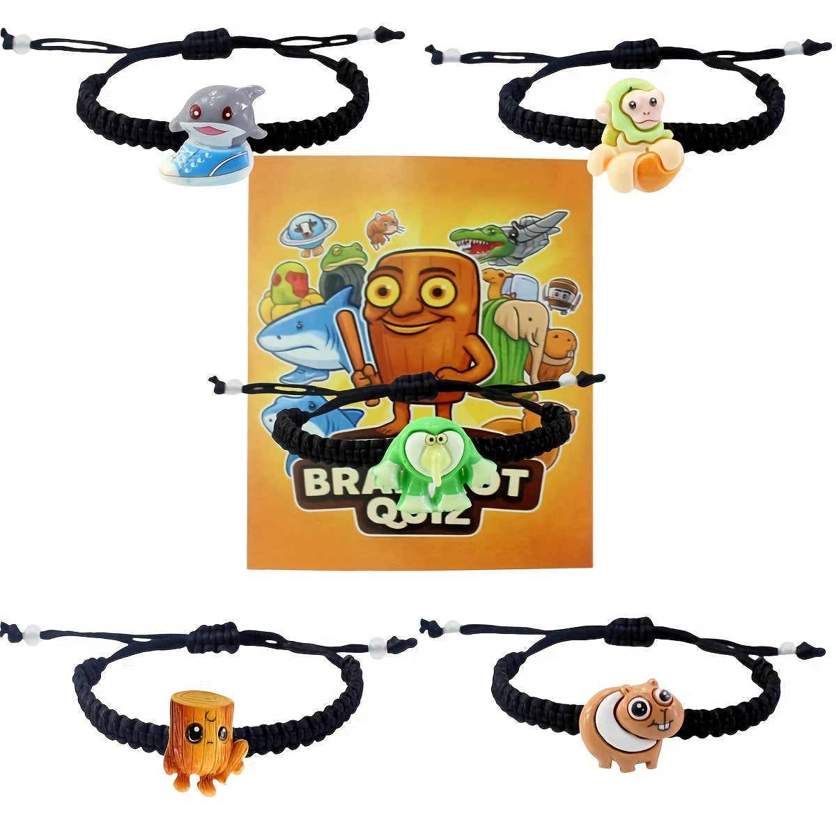 5 Bracelets Tressés Brainrot – Figurines Tralalero à Collectionner