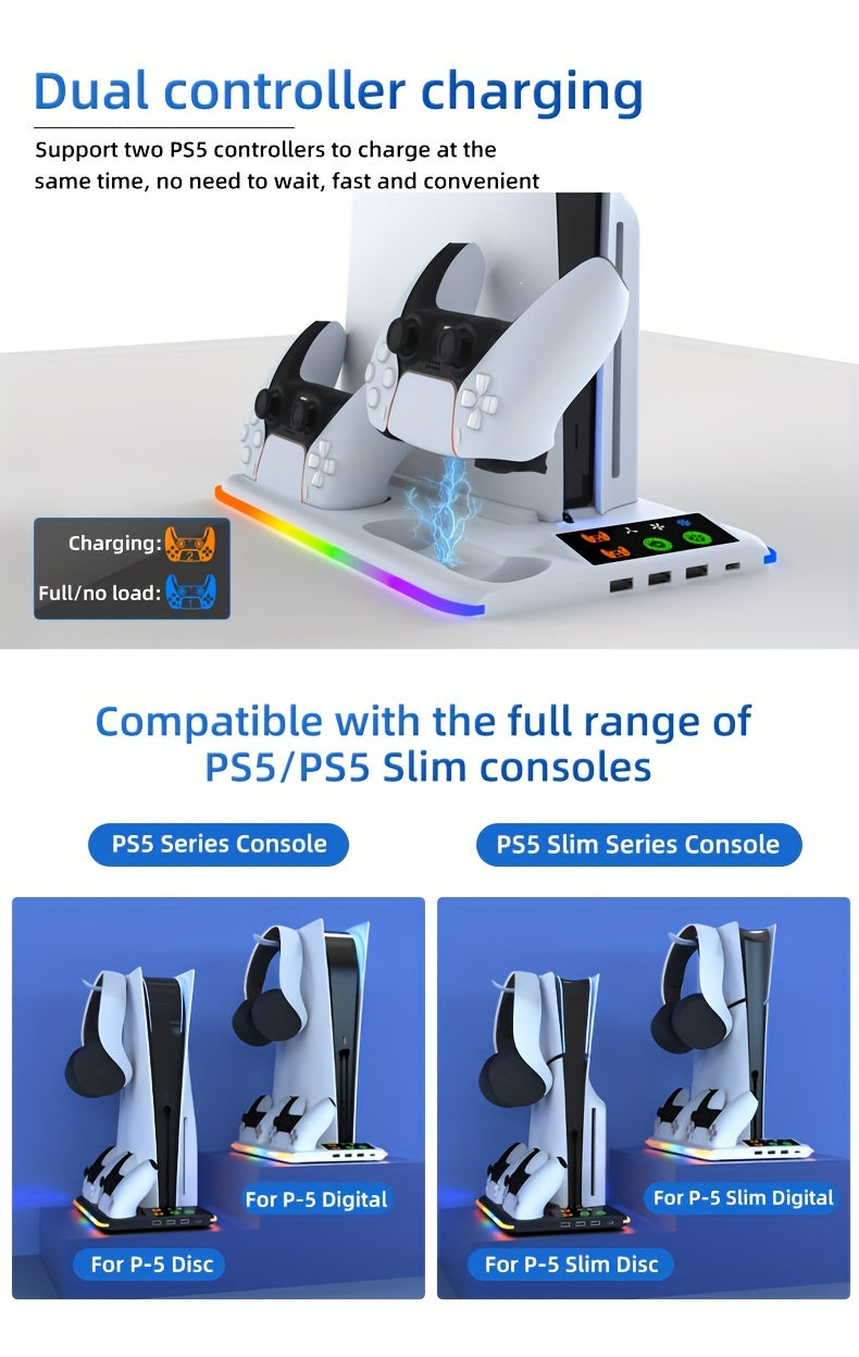 CoolBase – Station de Refroidissement PS5 avec Chargeur Double & LED RGB