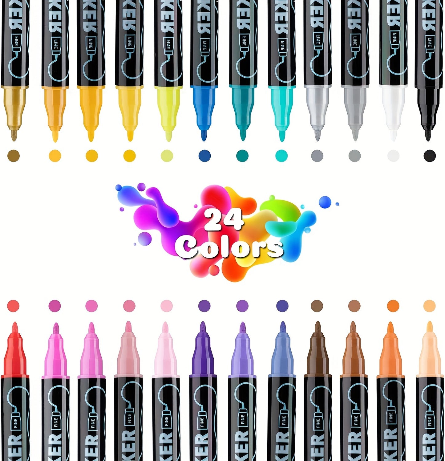 36 Colors Dual Tip Acrylic Pens Markers, Double Tip Premium Acrylic Markers, Acrylic Markers for Wood, Rock Painting, Glass, Canvas, Stone, DIY Crafts Making Art Supplies