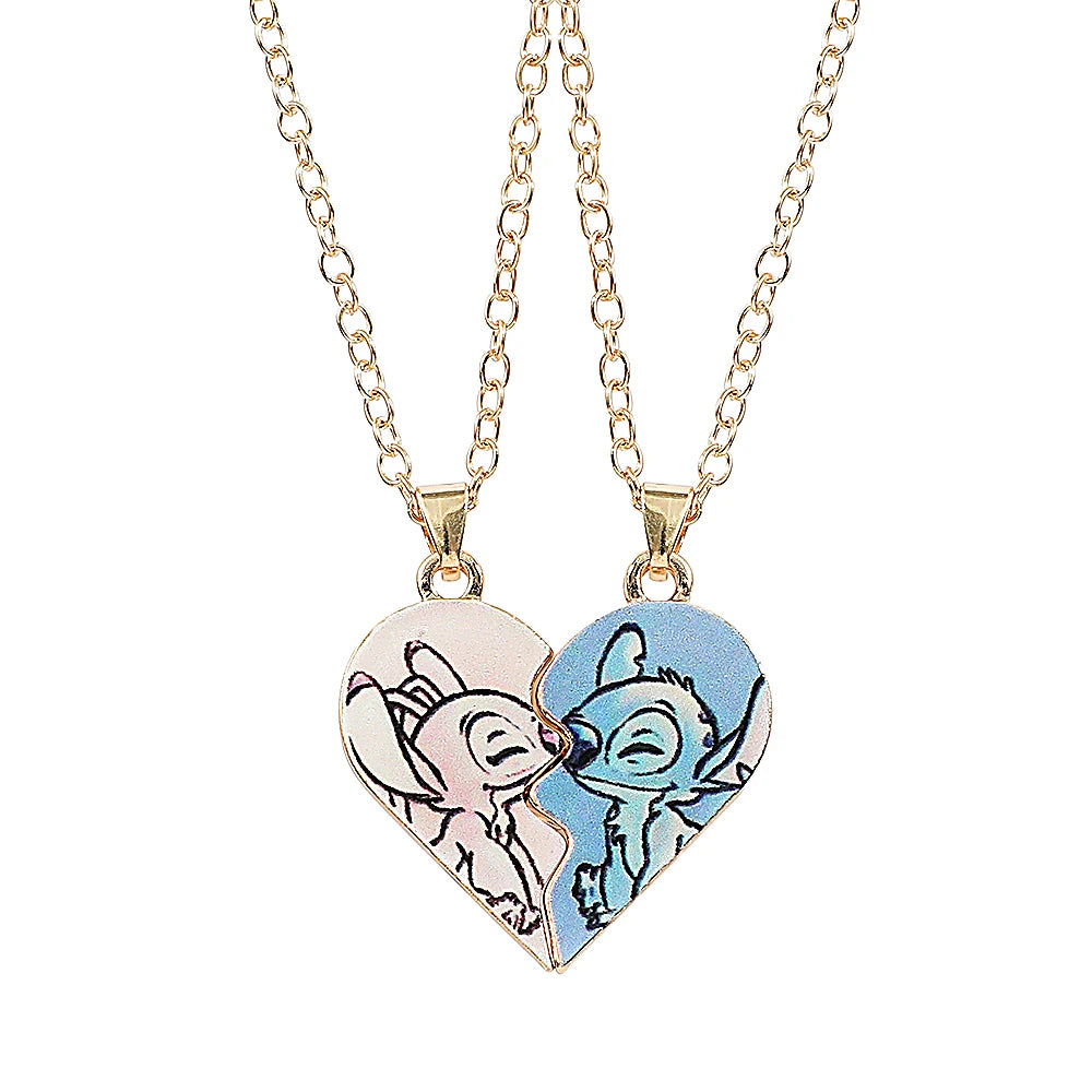 Bandai Collier Couple Stitch Et Angel Disney Bijoux Cœur Amour Édition Limitée Collection Lilo Stitch by POP MART INTERNATIONAL GROUP LIMITED