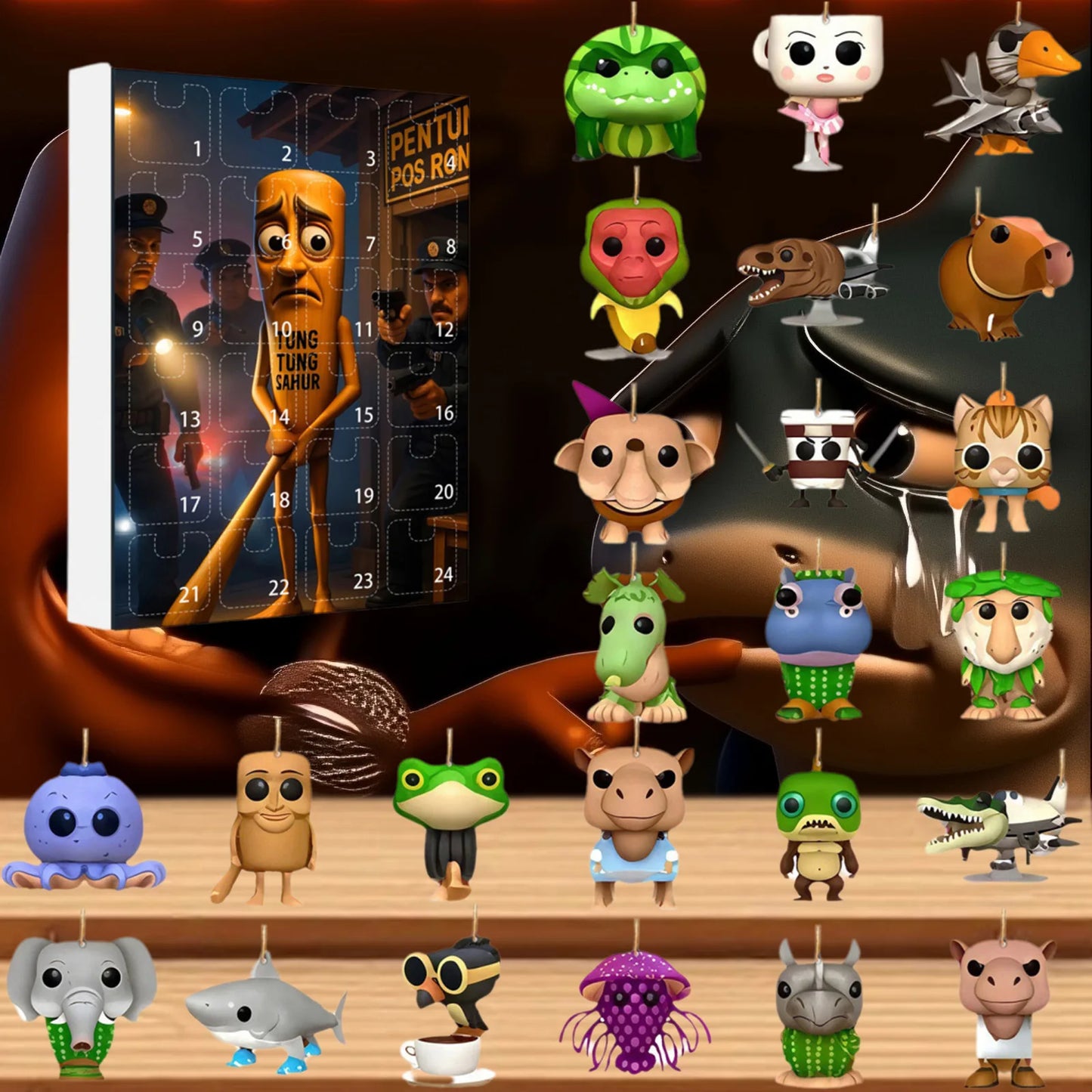 Calendrier de l’Avent Italian Brainrot avec Figurines Acryliques et Silicone