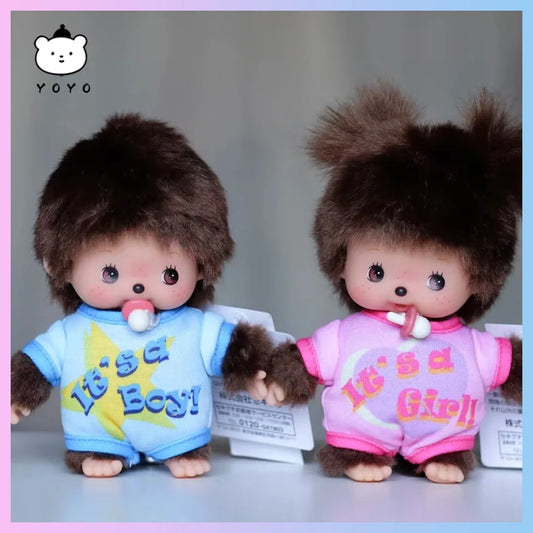 New Original Monchhichi Baby Boy Girl Baby Backpack Pendant Wearing A Onesie Model Kawaii Doll Monchhichi Key Chain Gift Toys