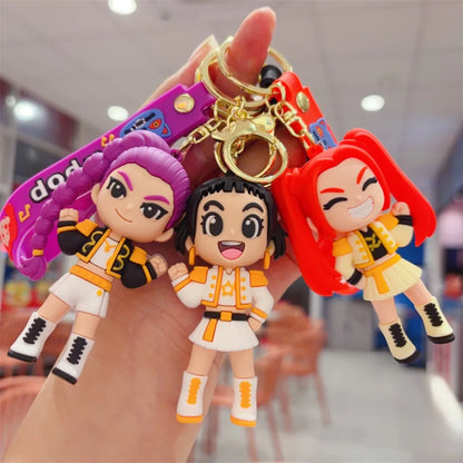 Demon Hunter Kpop Anime Keychain, Demon Slayer Vinyl Figure for Car Bag, Cute Doll Charm, Collectible Gift for Anime Fans