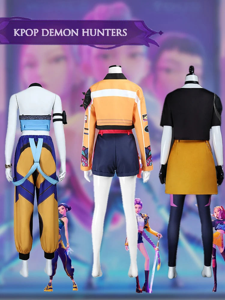 Rumi Cosplay Halloween Costume K-Pop Demon Hunters Zoey Mira Character Major Role Play Costume 3D Prints for Stage Performance