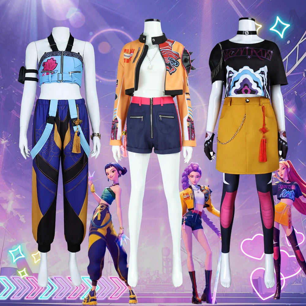 Rumi Cosplay Halloween Costume K-Pop Demon Hunters Zoey Mira Character Major Role Play Costume 3D Prints for Stage Performance