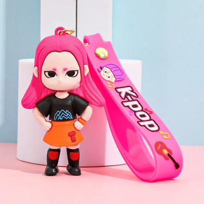 Demon Hunter Kpop Anime Keychain, Demon Slayer Vinyl Figure for Car Bag, Cute Doll Charm, Collectible Gift for Anime Fans