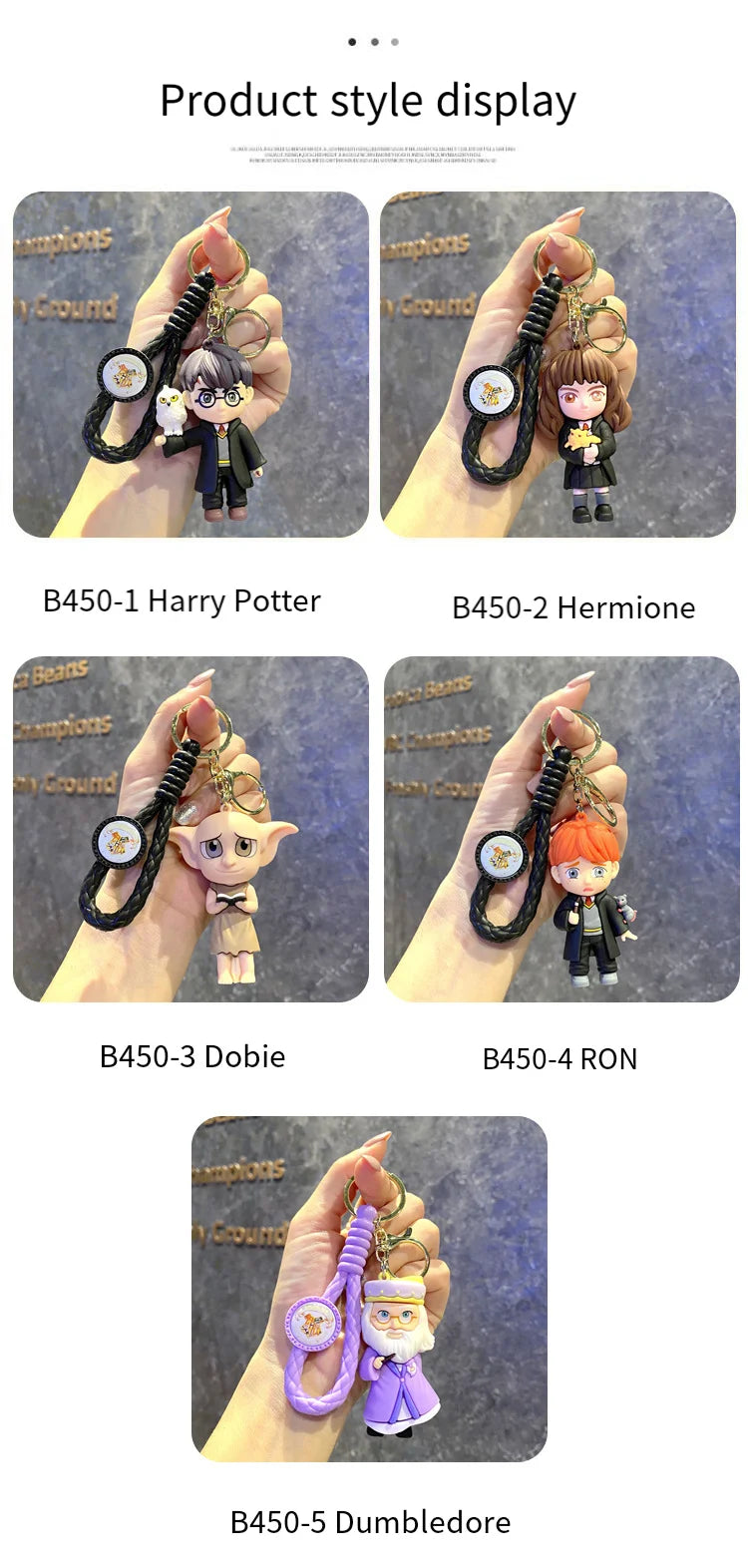 Harry Hogwarts Cute Cartoon Character Keychain Car Hanging Ornament Backpack Charm Gift for Fans Kids Handbag Keys Bag Decoration