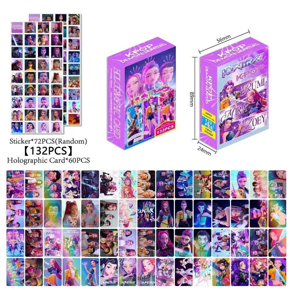 132 pièces K-POP chasseurs de démons Huntrix cartes photo autocollants Anime ensemble à collectionner pour les Fans de K-POP Merch/cartes de visite cadeaux pour enfants