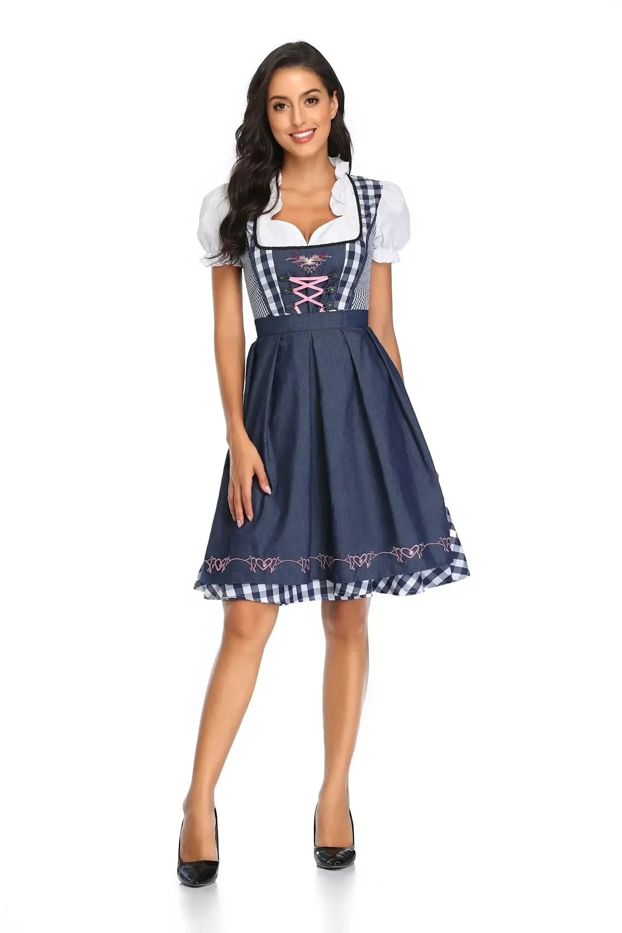Adulte femmes Oktoberfest Dirndl carnaval fête traditionnelle allemande bavière bière fille robe femme de chambre Costume robe + tablier tenue