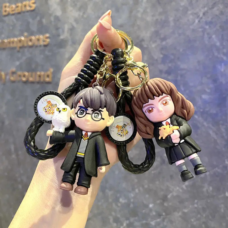 Harry Hogwarts Cute Cartoon Character Keychain Car Hanging Ornament Backpack Charm Gift for Fans Kids Handbag Keys Bag Decoration