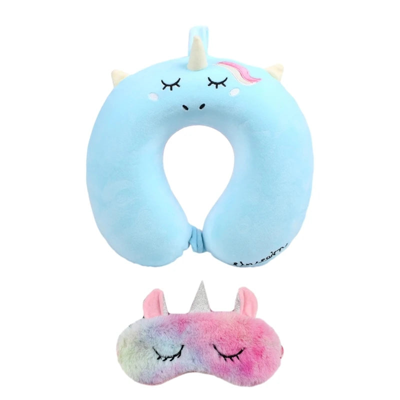 Pillow with eye mask, head and neck cushion, unicorn, business flight, drop delivery