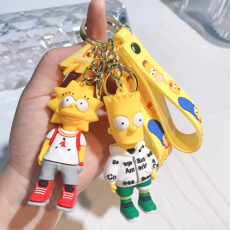 Les Simpsons porte-clés dessin animé figurine porte-clés Kawaii sac pendentif Couples mode voiture porte-clés accessoires enfants jouet cadeaux