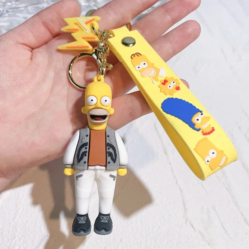 Les Simpsons porte-clés dessin animé figurine porte-clés Kawaii sac pendentif Couples mode voiture porte-clés accessoires enfants jouet cadeaux