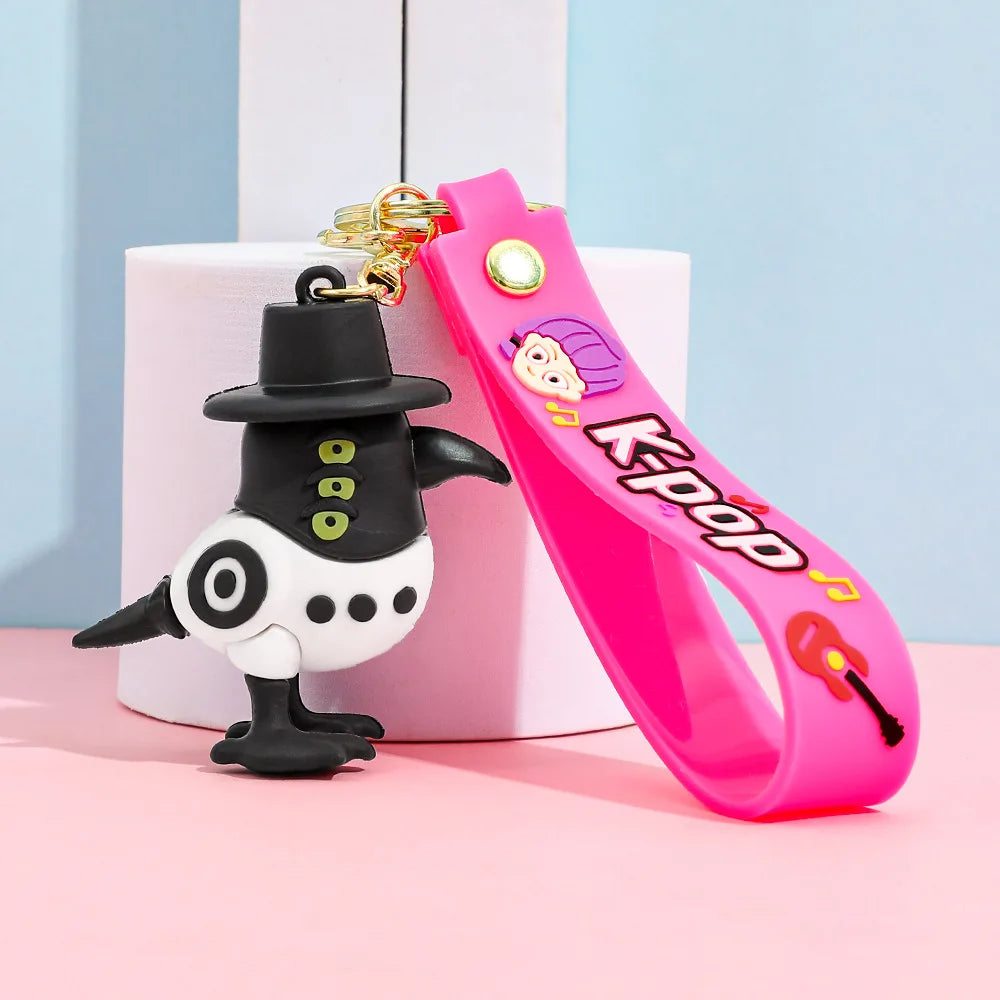 Demon Hunter Kpop Anime Keychain, Demon Slayer Vinyl Figure for Car Bag, Cute Doll Charm, Collectible Gift for Anime Fans