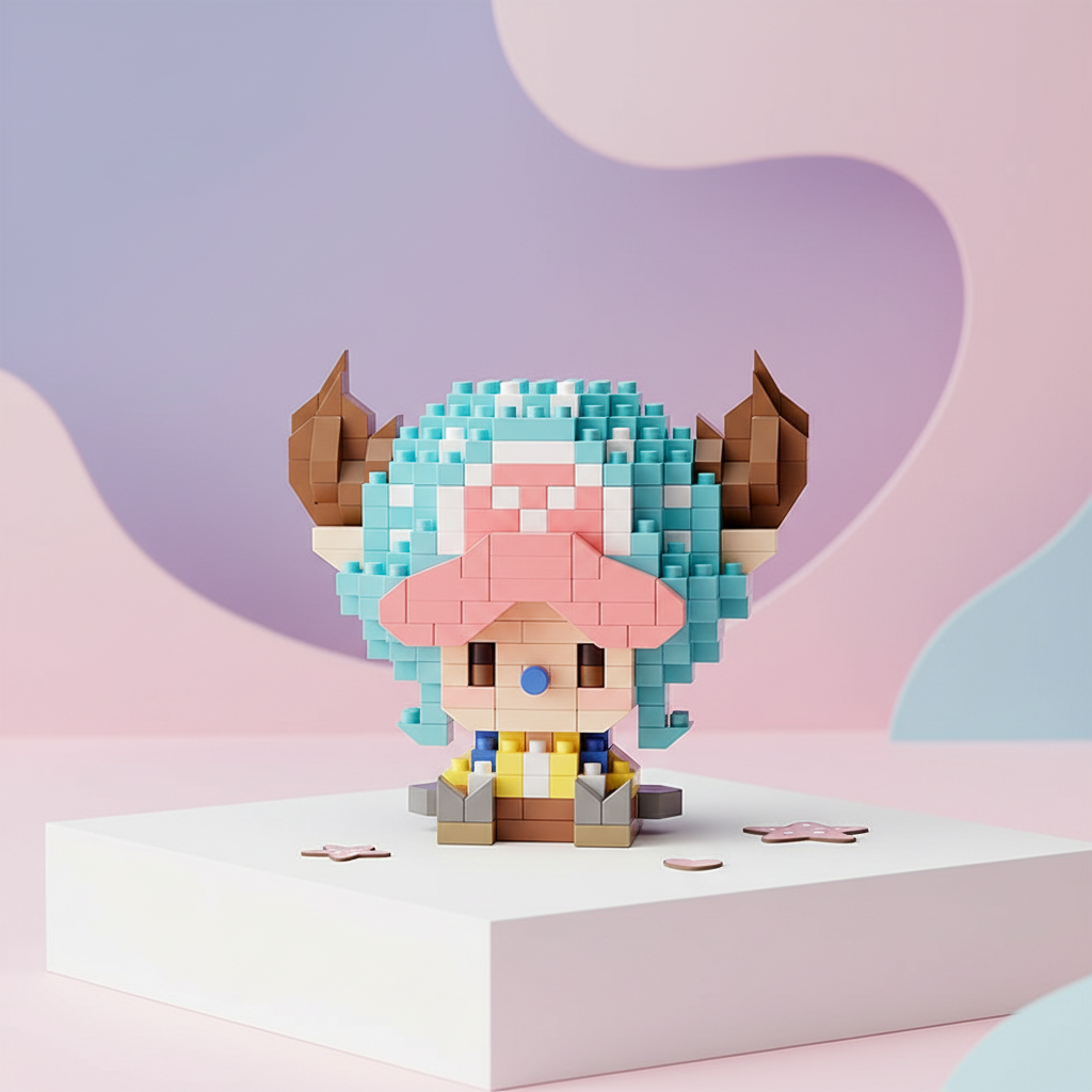 Mon Bubu Kawaii – Micro Blocs de Construction One Piece – Personnages Anime (Chopper, Zoro, Robin, Buggy)