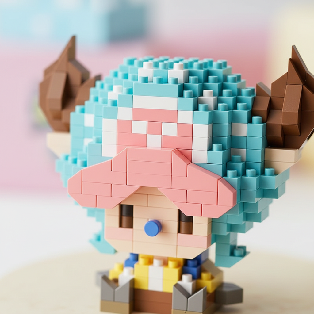 Mon Bubu Kawaii – Micro Blocs de Construction One Piece – Personnages Anime (Chopper, Zoro, Robin, Buggy)