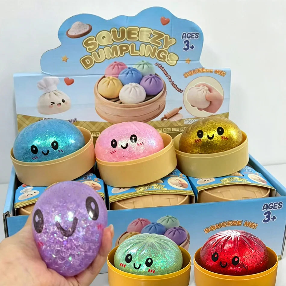 Squishy Dumpling Pailleté Anti-Stress – Coffret 1 à 12 pièces