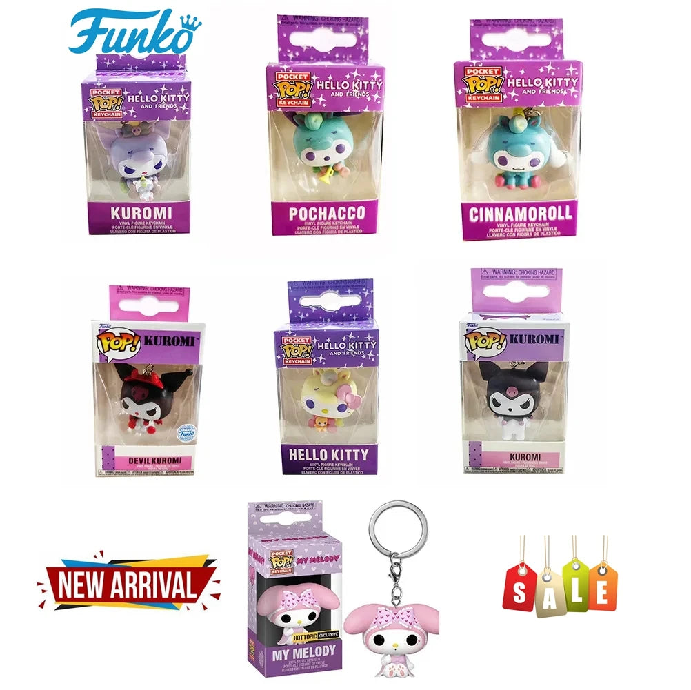 Funko Pop ma mélodie Kuromi avec Baku porte-clés jouet Hello Kitty Pochacco diable Kuromi poche Pop porte-clés modèle à collectionner jouets