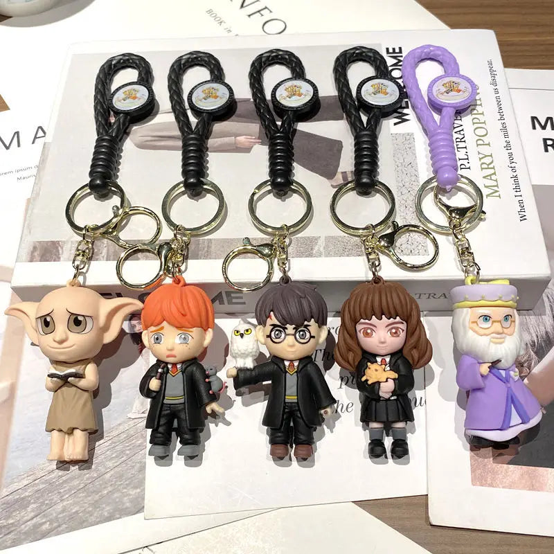 Harry Hogwarts Cute Cartoon Character Keychain Car Hanging Ornament Backpack Charm Gift for Fans Kids Handbag Keys Bag Decoration