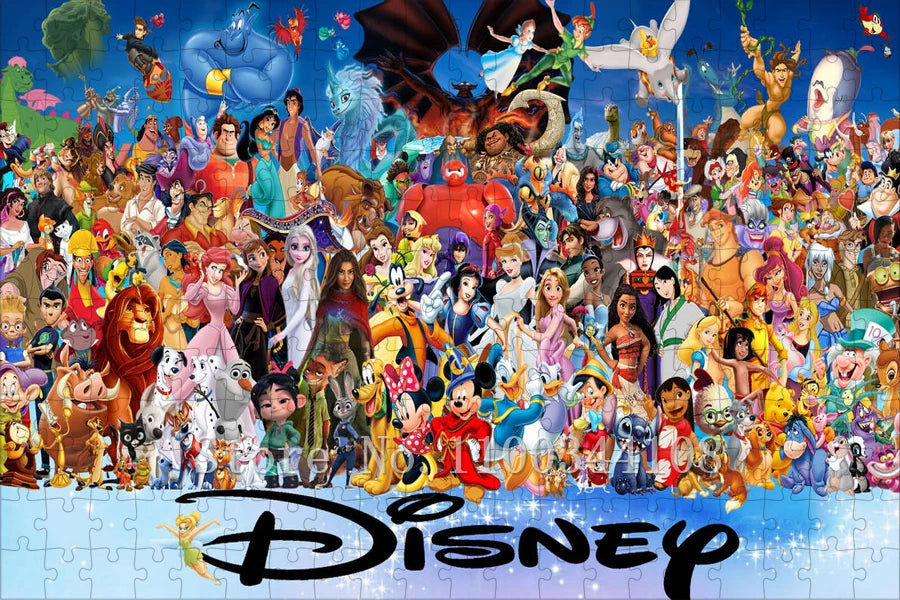 Puzzles en bois avec personnage d'animation Disney, 300/500/1000 pièces, Mickey Mouse, princesse Disney, jouets d'intelligence pour enfants