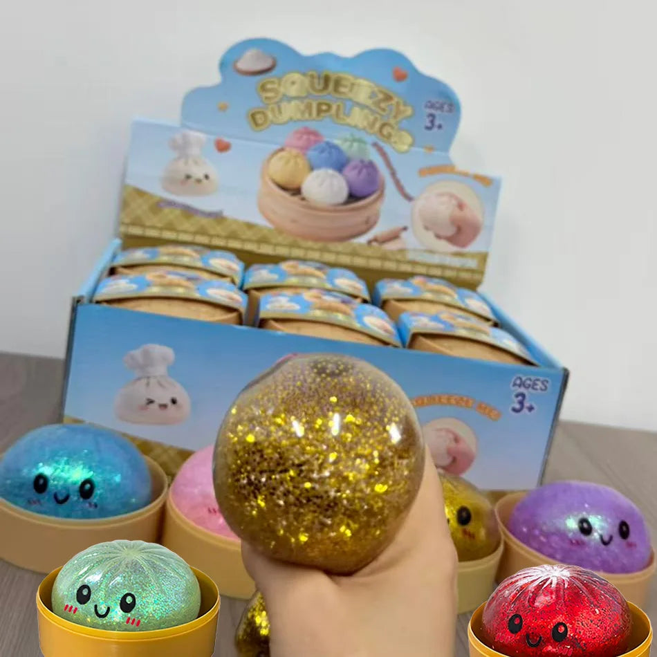 Squishy Dumpling Pailleté Anti-Stress – Coffret 1 à 12 pièces