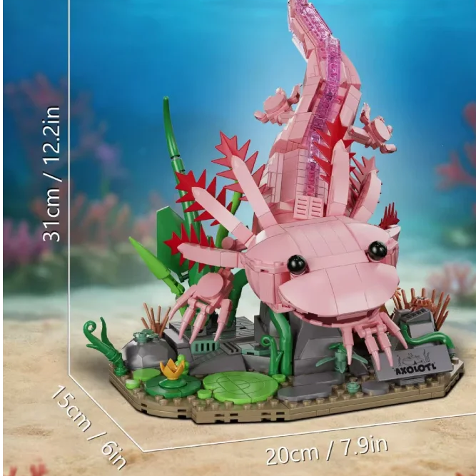 Mon Bubu Kawaii Blocs de construction Axolotl ABS 998 pièces compatible Lego modèle à assembler décoration collectionneur 14 ans et plus