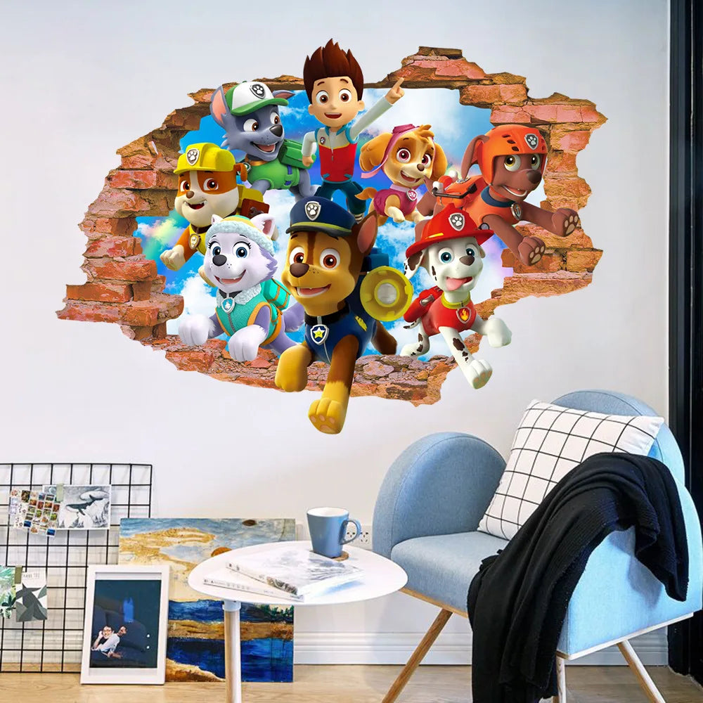 Autocollants Muraux Paw Patrol pour la Décoration de la Maison, Adhésifs Mignons, Anime Skye Chase, Graffiti Décoré, Cadeaux d'Anniversaire pour Garçon et Fille