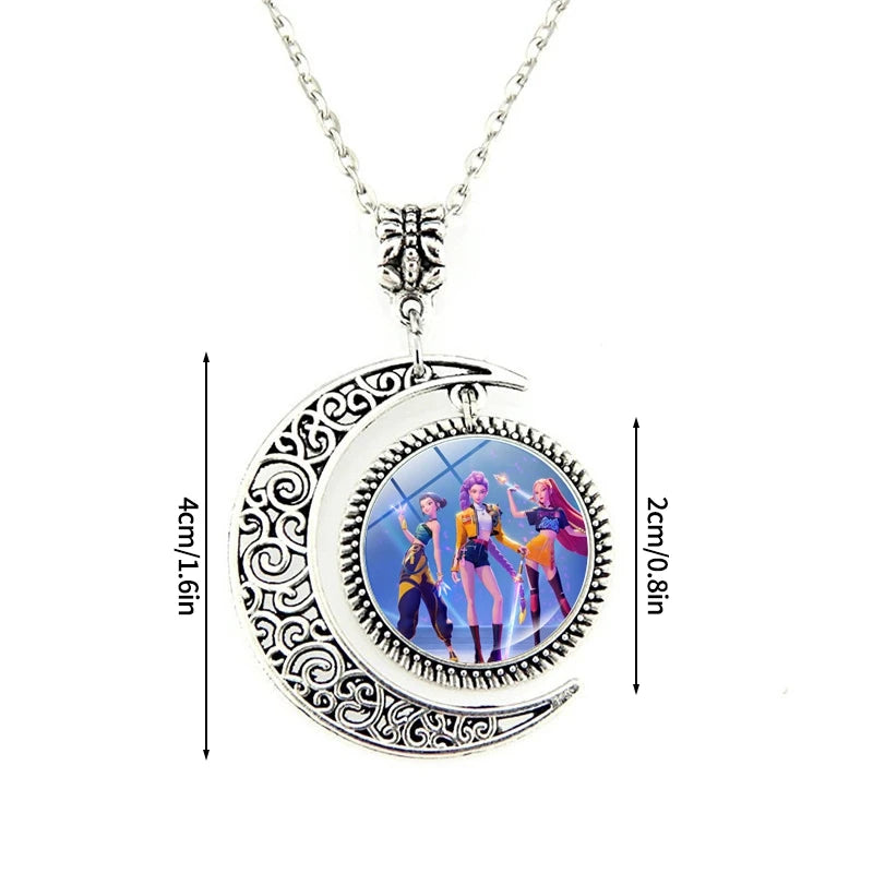 Kpop Idol Anime Couple Necklace Heart Shape Demon H Pendant Fashion Kpop Idol Necklace Jewelry Couple Gifts Time Gem Necklace