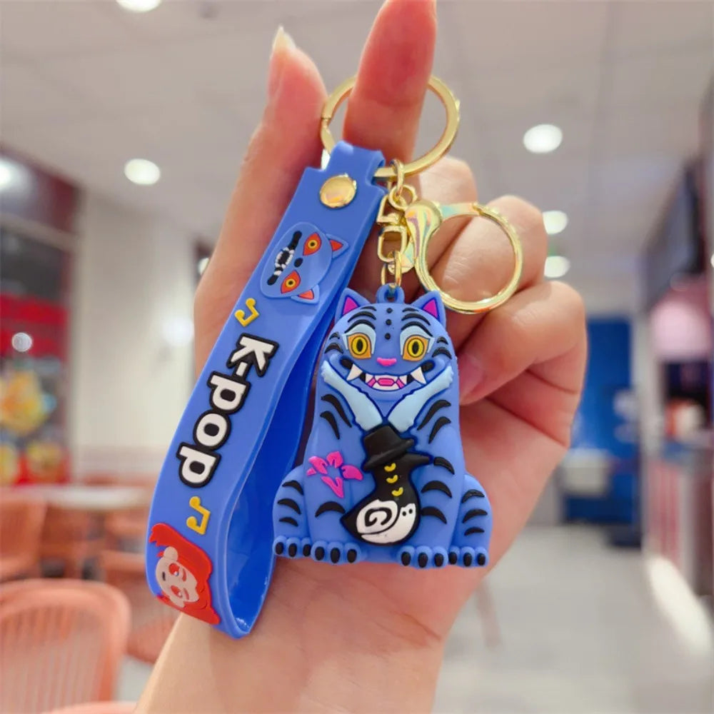 Demon Hunter Kpop Anime Keychain, Demon Slayer Vinyl Figure for Car Bag, Cute Doll Charm, Collectible Gift for Anime Fans