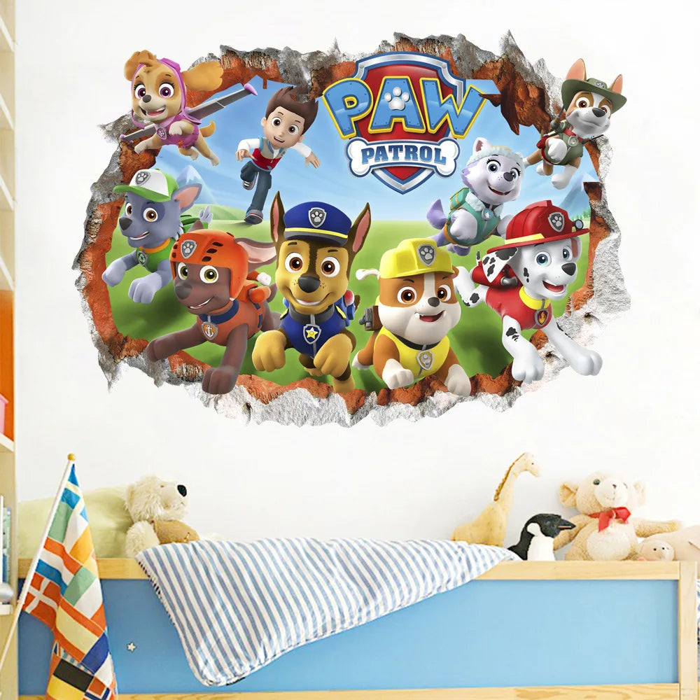 Autocollants Muraux Paw Patrol pour la Décoration de la Maison, Adhésifs Mignons, Anime Skye Chase, Graffiti Décoré, Cadeaux d'Anniversaire pour Garçon et Fille