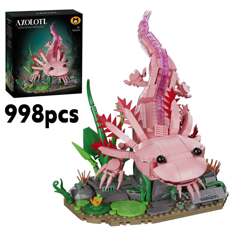 Mon Bubu Kawaii Blocs de construction Axolotl ABS 998 pièces compatible Lego modèle à assembler décoration collectionneur 14 ans et plus