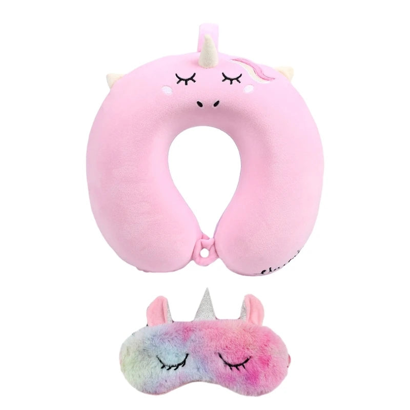 Pillow with eye mask, head and neck cushion, unicorn, business flight, drop delivery
