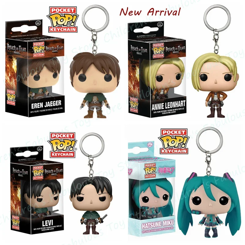 Funko porte-clés attaque sur Titan Levi Eren Jaeger Annie Leonhart Hatsune.Miku figurine porte-clés jouets de poche poupées porte-clés