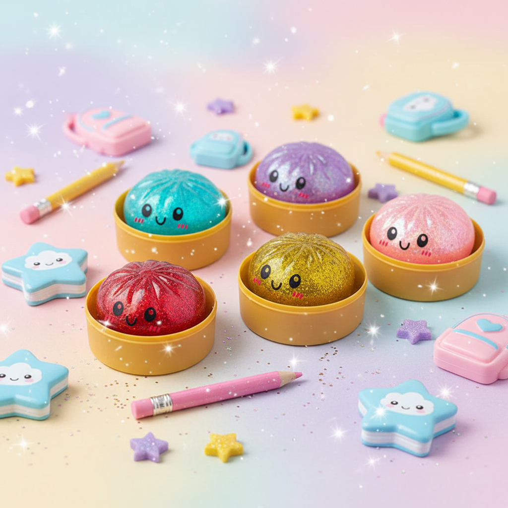 Squishy Dumpling Pailleté Anti-Stress – Coffret 1 à 12 pièces