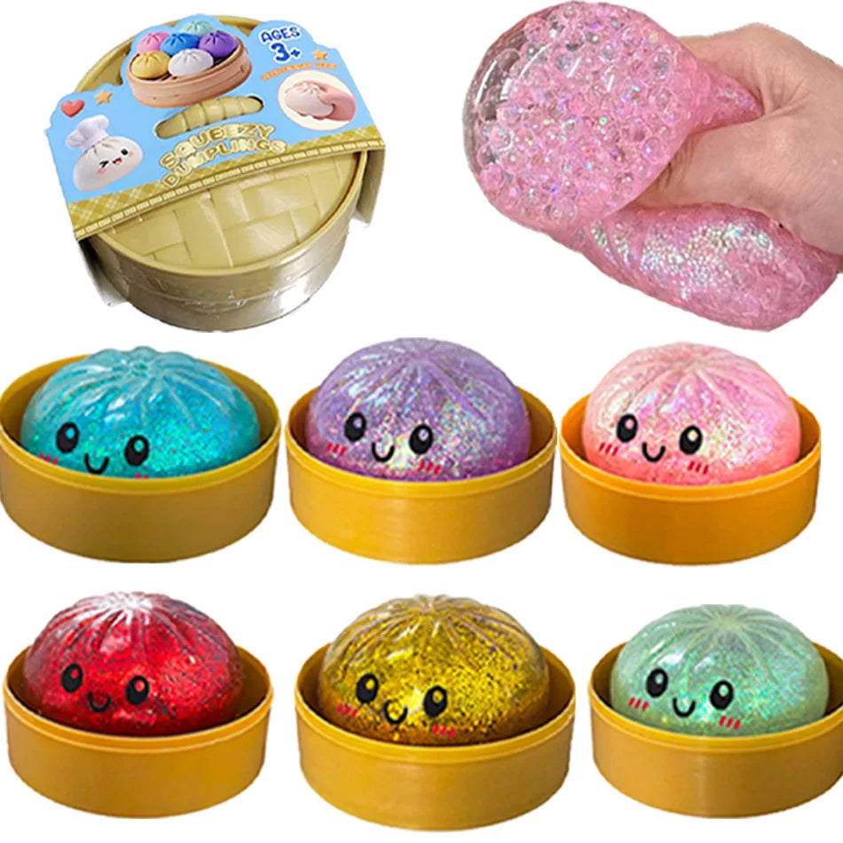 Squishy Dumpling Pailleté Anti-Stress – Coffret 1 à 12 pièces