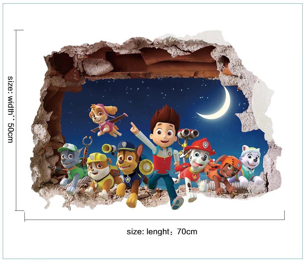 Autocollants Muraux Paw Patrol pour la Décoration de la Maison, Adhésifs Mignons, Anime Skye Chase, Graffiti Décoré, Cadeaux d'Anniversaire pour Garçon et Fille