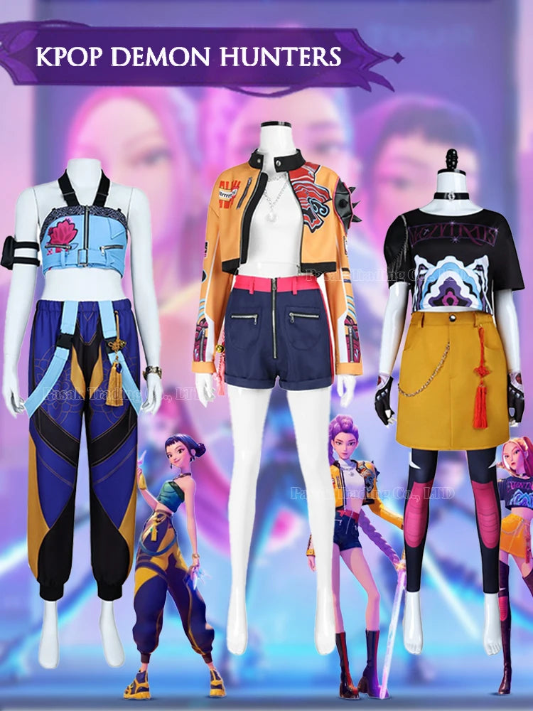 Rumi Cosplay Halloween Costume K-Pop Demon Hunters Zoey Mira Character Major Role Play Costume 3D Prints for Stage Performance