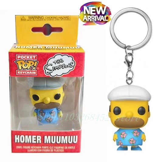 NOUVELLE poche Funko POP! Porte-clés les Simpsons Homer Muumuu, Collection de figurines d'action, modèles de jouets pour cadeau d'anniversaire
