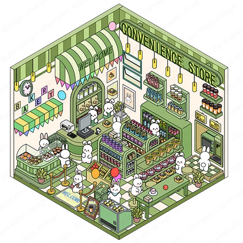 Autocollants d'aménagement paysager 3D Kawaii, scène Miniature de dessin animé, empilage visuel, autocollants tridimensionnels, cadeau de noël pour enfants