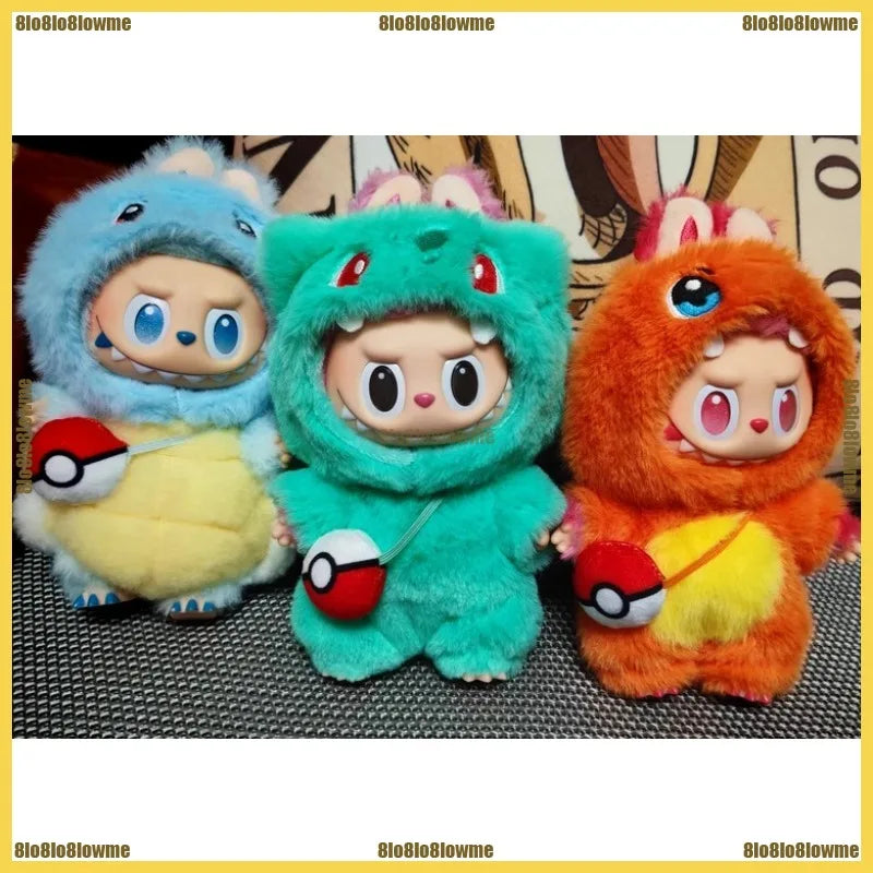 Kawaii Labubu Poupée Peluche Tenue Avec Sac À Dos Psycanard Slowpoke Charmander