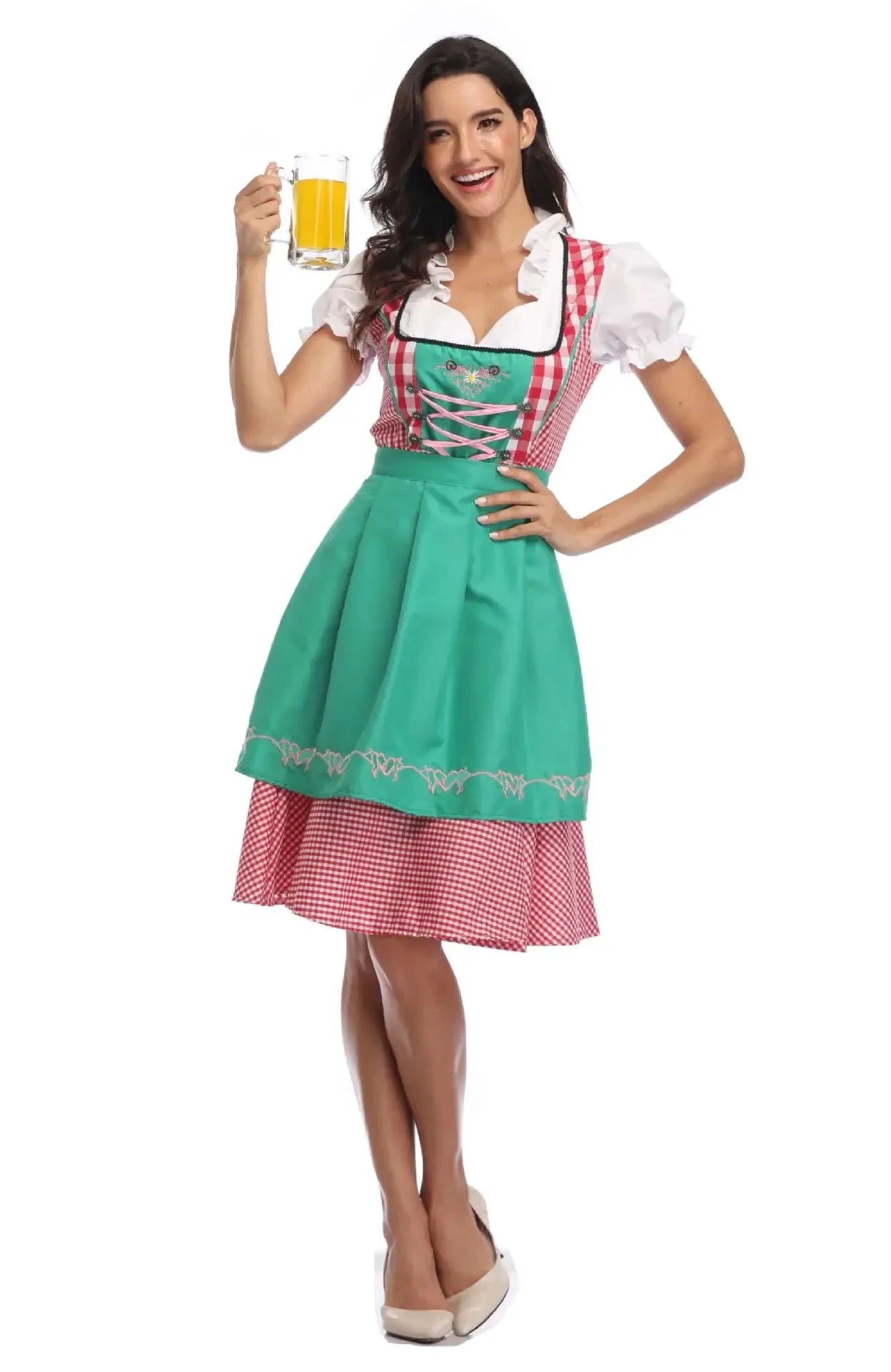 Adulte femmes Oktoberfest Dirndl carnaval fête traditionnelle allemande bavière bière fille robe femme de chambre Costume robe + tablier tenue