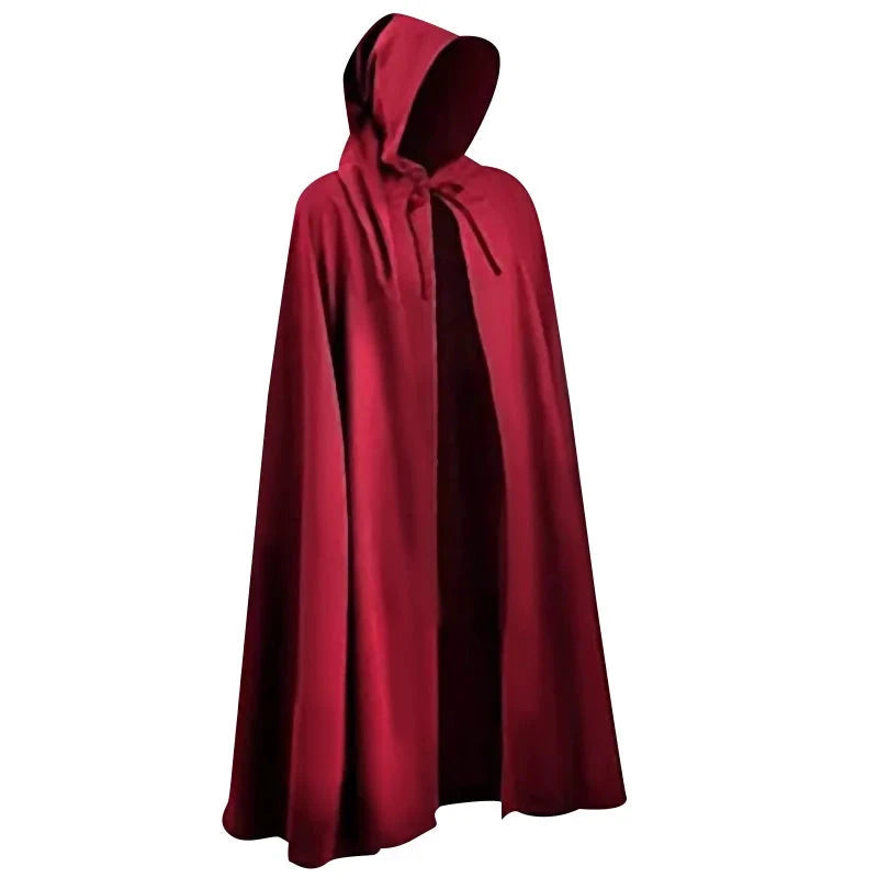 Costume cape médiévale à capuche – Noir et rouge