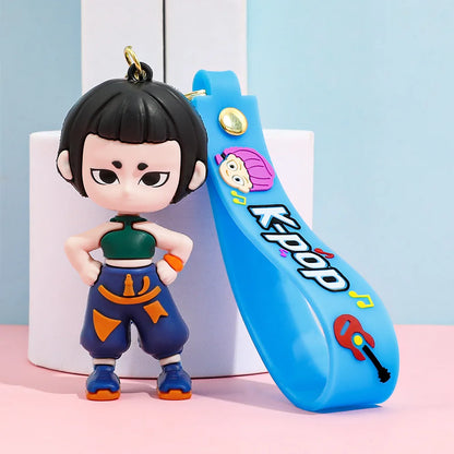 Demon Hunter Kpop Anime Keychain, Demon Slayer Vinyl Figure for Car Bag, Cute Doll Charm, Collectible Gift for Anime Fans