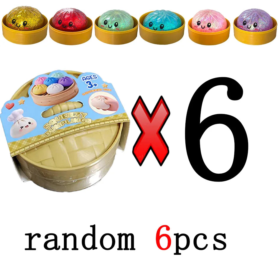 Squishy Dumpling Pailleté Anti-Stress – Coffret 1 à 12 pièces